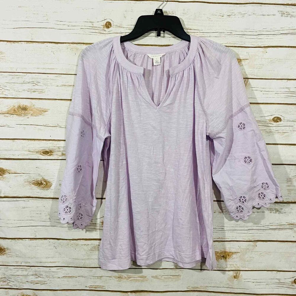 Caslon women's light gray long sleeve v‎ neck tops size S NWOT